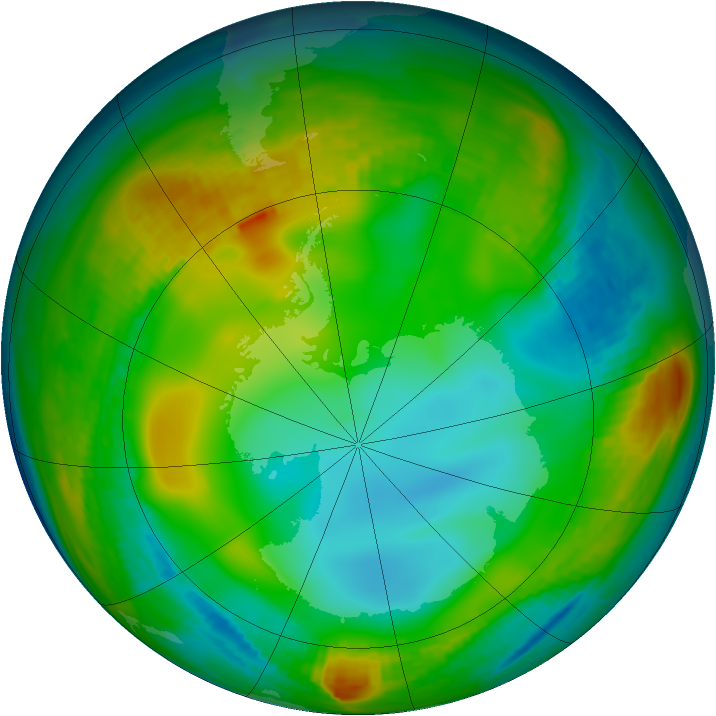 Antarctic ozone map for 16 June 1980